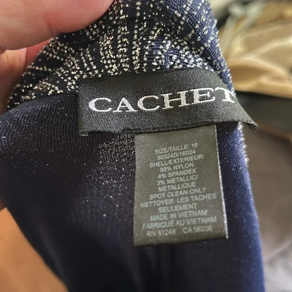 Cachet Metallic Burst Navy 2pc Dress Women's size 16 - Picture 7 of 9